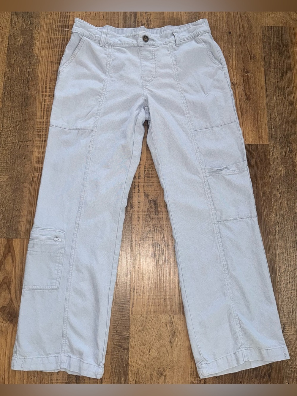 Sincerely Jules Medium Cargo Lightweight Pants Light Blue M Boho Wide Leg Baggy